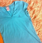 Bluzka niebieska biała czarna koszulka t-shirt elastyczna Adidas 38 ideał