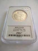 20000 zł XIV MŚ w Piłce Nożnej Włochy 1990 "Globus"1989 Grading PR67
