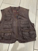 Kamizelka skórzana motorowa koloru ciemny brąz róż L