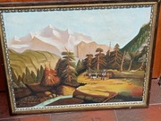 Stary obraz olejny. Pejzaż. 