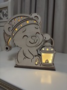 Drewniana lampka nocna LED dla dzieci – Miś