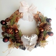 Wianek świąteczny Boże Narodzenie hand made brąz naturalny boho