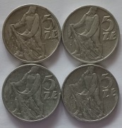 4 x 5 zł złotych - Rybak - roczniki 1958, 59, 73,74. 