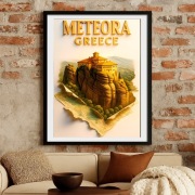 Grecja - Meteory  ilustracja w formie Miniaturowej Dioramy - plakat 40x60cm