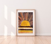 Akwarela "Słońce Zachodzące" A4 handmade