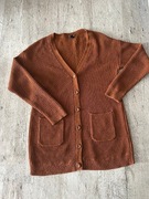 Sweter brązowy kardigan długi na guziki 