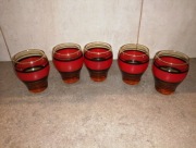 stare szklaneczki literatki czerwone z PRL 