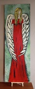 Obraz olejny „Anioł w czerwieni” – Bartłomiej Naskrent – 150x50 cm 