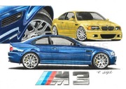 BMW E46 M3 plakat rysunek prezent A3 42x30