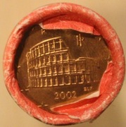 5 EURO CENT 2002 WŁOCHY - ITALY - ORYGINALNA ROLKA BANKOWA 50 SZTUK