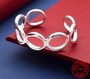 Srebrna sztywna bransoleta motyw kółek