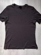 T-shirt damski czarny prążkoany z okraglym dekoltem rozmiar 36/38