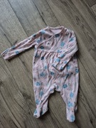 TU pajacyk piżamka śpioszki dziewczęcy różowy prążek falbanka kwiaty 62 