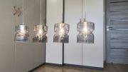 Lampa wisząca linki poczwórna LED klosze dymione 
