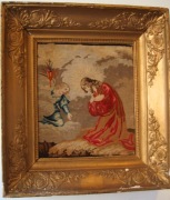 Stary Gobelin XIX w. Ikona 49 x 44 cm . Oryginal