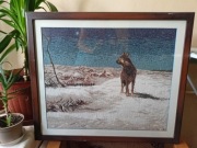 Przepiękny obraz,Wilk, ręcznie haftowany 