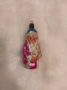 Bombka choinkowa szklana stara z okresu PRL handmade ręcznie zdobiona