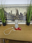 Lampka stołowa Mid-Century Modern | szkło strukturalne | vintage PRL