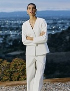 Białe spodnie ZARA o prostym kroju S 36 z wysokim stanem