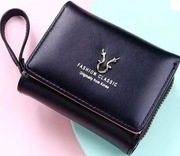 Elegancki portfel damski na zamek - czarny - wysyka w cenie