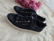 Buty damskie trampki Calvin Klein granatowe 37 wiązane wiosenne bdb 23.5cm