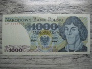 BANKNOT PRL 1000 ZŁOTYCH 1975 ROK SERIA AM MIKOŁAJ KOPERNIK UNC