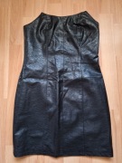 Czarna krótka skórzana sukienka bez ramiączek C&A S