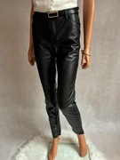 Bonprix spodnie czarne woskowane slim wysoki stan eleganckie zip 36 S
