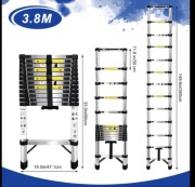 Drabina teleskopowa 3,8 m stal nierdzewna antypoślizgowa 150 kg