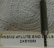 Frez palcowy HSS czteropiórowy fi 2mm