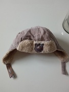 Ciepła zimowa czapka uszatka beż r 54/55