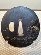 Tsuba żelazna Ishiguro Masayoshi okres Edo XIX w. katana wakizashi