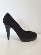 Zara 35 36 czarne szpilki open toe peep toe skóra
