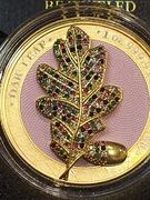 1 Oz Silver Coin 2019 5 Mark Germania Bejeweled Oak Leaf Pink