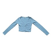 Sweter damski niebieski rozpinany guziki falbanki S Pull&Bear