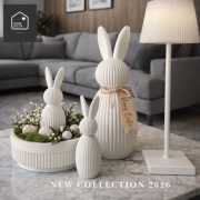 Zestaw dekoracji wielkanocnej, ryflowane zajączki + baza na stroik