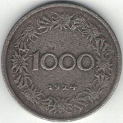Austria 1000 koron 1924 - 22 mm - nr 2 - skorodowany