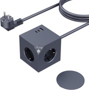 Przedłużacz Listwa Kostka 3-Gniazda 3x USB Ładowarka Kabel 1,5m