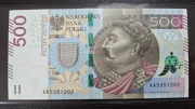 500 zł 2016 AA UNC