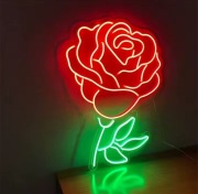 NEON RÓŻA KWIAT KWIACIARNIA KWIATY SZYLD LED USB lampka dekoracja 