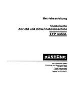 Wyrówniarko - grubościówka PANHANS 445A z 1983 roku, instrukcja obsługi DTR