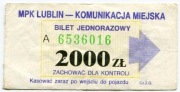 Bilet MPK  Lublin - 2000zł