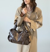 Nowa brązowa duża torebka podróżna pojemna elegancka modna stylowa + GRATIS