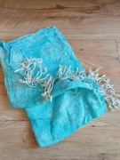 Szal chusta błękitny niebieski złota nitka