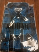 Niebieska Flanelowa Robocza męska koszula w rozmiarze 39