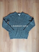 Szary mięciutki sweterek H&M z dodatkiem wełny XS