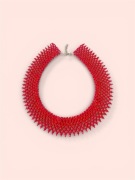 Ażurowy naszyjnik etno – łemkowska krywulka czerwony kołnierzyk handmade