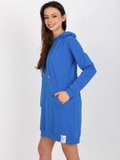 Ciemnoniebieska dresowa sukienka basic z kapturem
