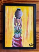 Afrykański obraz z Ghany sygnatura 3EL