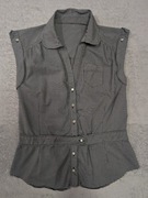 Elegancka czarna biała koszula w kratkę kratę ok. 38 - 40